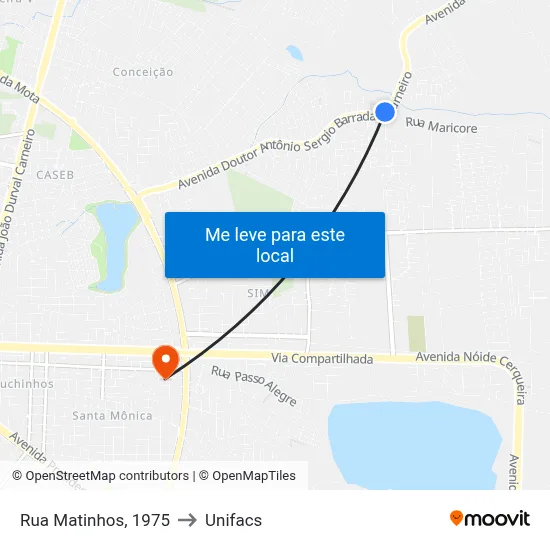 Rua Matinhos, 1975 to Unifacs map