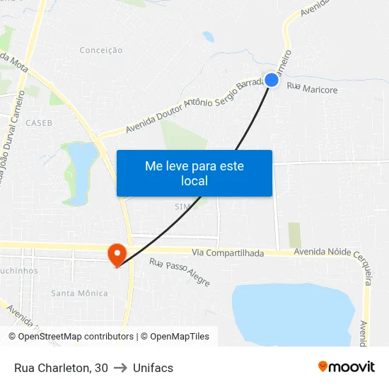 Rua Charleton, 30 to Unifacs map