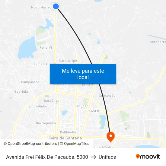 Avenida Frei Félix De Pacauba, 5000 to Unifacs map