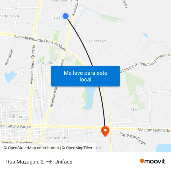 Rua Mazagan, 2 to Unifacs map