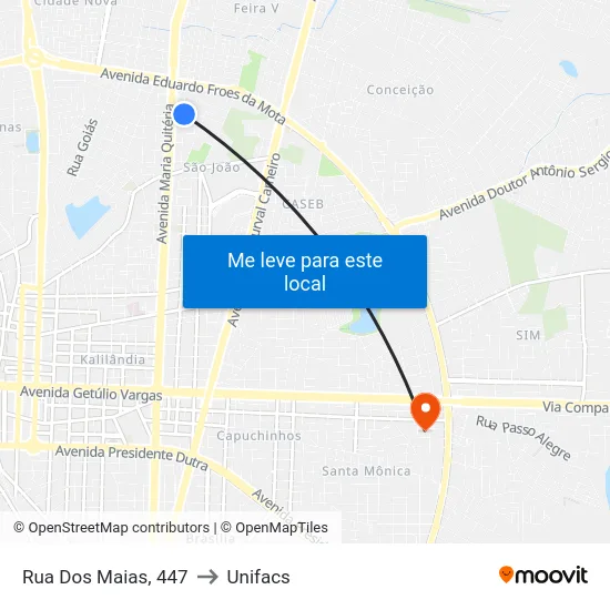 Rua Dos Maias, 447 to Unifacs map