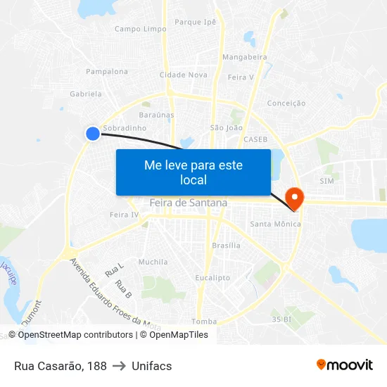 Rua Casarão, 188 to Unifacs map