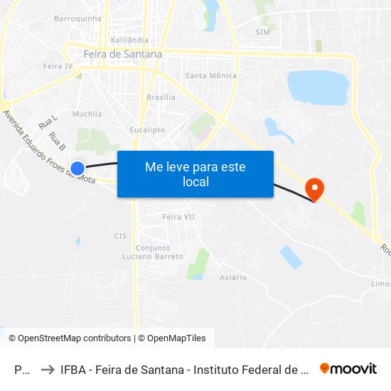 Partida to IFBA - Feira de Santana - Instituto Federal de Educação Ciencias e Tecnologia da Bahia map