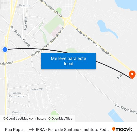 Rua Papa João Xxiii, 2629 to IFBA - Feira de Santana - Instituto Federal de Educação Ciencias e Tecnologia da Bahia map