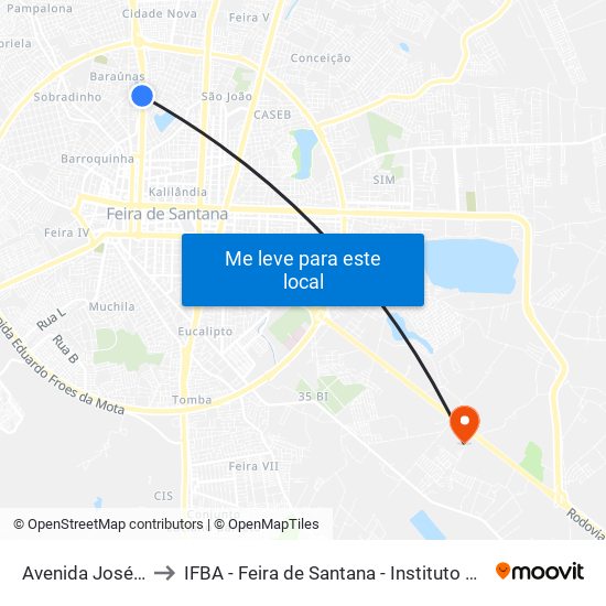 Avenida José Falcão Da Silva, 1347 to IFBA - Feira de Santana - Instituto Federal de Educação Ciencias e Tecnologia da Bahia map