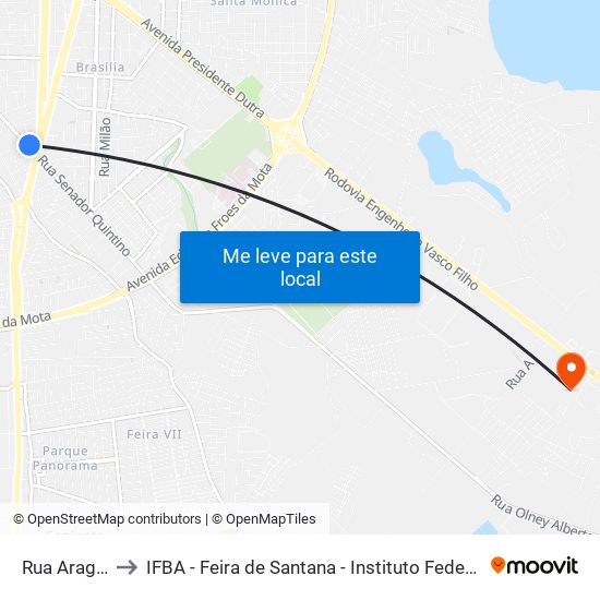 Rua Araguari, 237-341 to IFBA - Feira de Santana - Instituto Federal de Educação Ciencias e Tecnologia da Bahia map