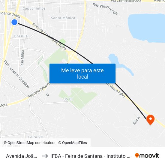 Avenida João Durval Carneiro, 1184 to IFBA - Feira de Santana - Instituto Federal de Educação Ciencias e Tecnologia da Bahia map
