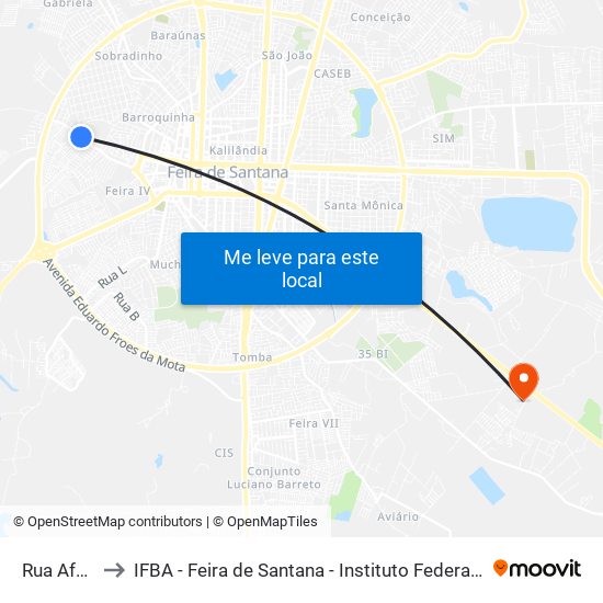 Rua Afeira Ix, 1-11 to IFBA - Feira de Santana - Instituto Federal de Educação Ciencias e Tecnologia da Bahia map