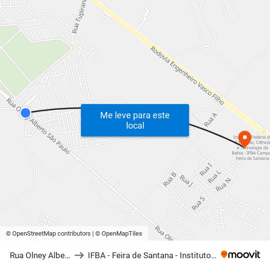 Rua Olney Alberto São Paulo, 1721-1797 to IFBA - Feira de Santana - Instituto Federal de Educação Ciencias e Tecnologia da Bahia map