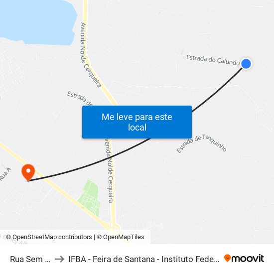 Rua Sem Denominação to IFBA - Feira de Santana - Instituto Federal de Educação Ciencias e Tecnologia da Bahia map