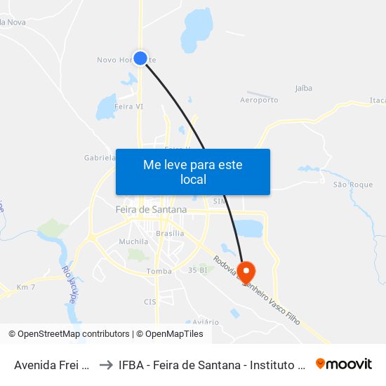 Avenida Frei Félix De Pacauba, 5000 to IFBA - Feira de Santana - Instituto Federal de Educação Ciencias e Tecnologia da Bahia map