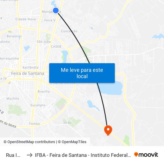 Rua Imbituva, 52 to IFBA - Feira de Santana - Instituto Federal de Educação Ciencias e Tecnologia da Bahia map
