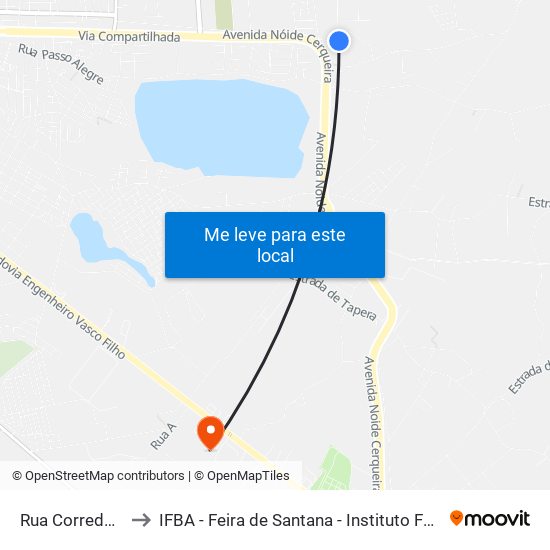 Rua Corredor Dos Araçás, 1275 to IFBA - Feira de Santana - Instituto Federal de Educação Ciencias e Tecnologia da Bahia map