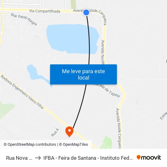 Rua Nova Esperança, 653 to IFBA - Feira de Santana - Instituto Federal de Educação Ciencias e Tecnologia da Bahia map