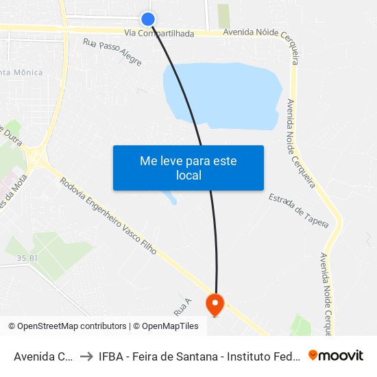 Avenida Centenário, 1044 to IFBA - Feira de Santana - Instituto Federal de Educação Ciencias e Tecnologia da Bahia map