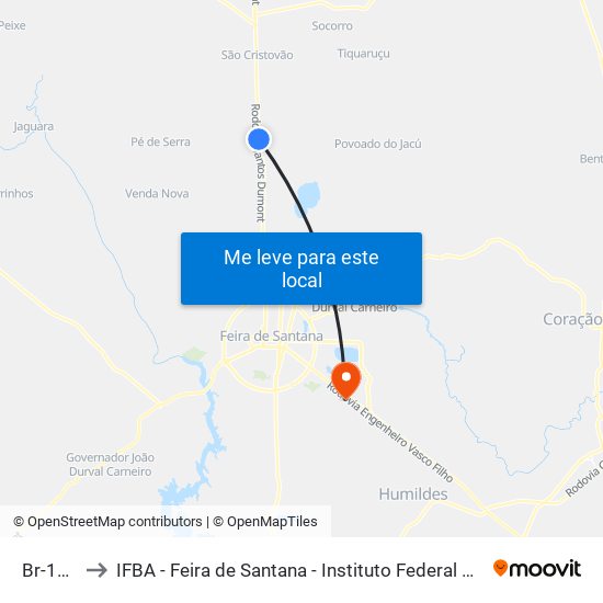 Br-116, 7777 to IFBA - Feira de Santana - Instituto Federal de Educação Ciencias e Tecnologia da Bahia map