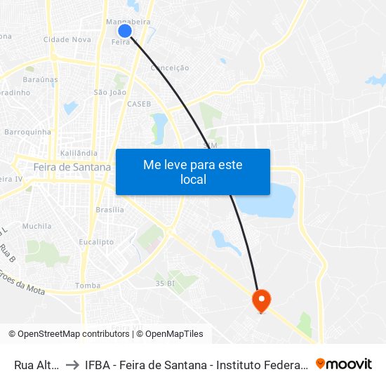Rua Altamira, 480 to IFBA - Feira de Santana - Instituto Federal de Educação Ciencias e Tecnologia da Bahia map