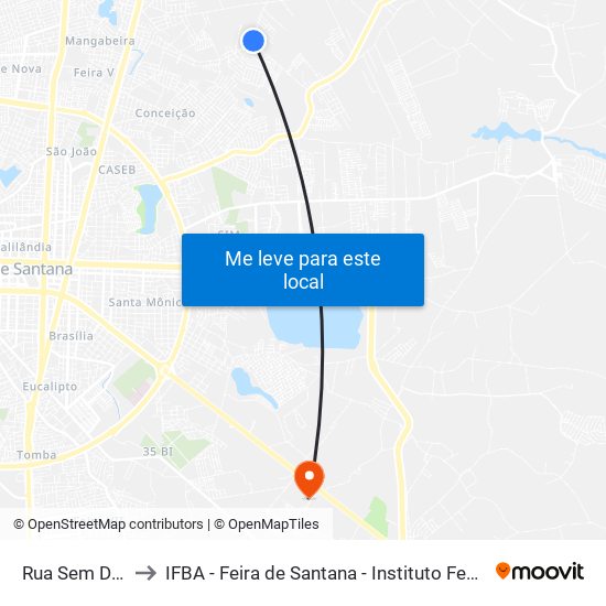 Rua Sem Denominacao, 452 to IFBA - Feira de Santana - Instituto Federal de Educação Ciencias e Tecnologia da Bahia map