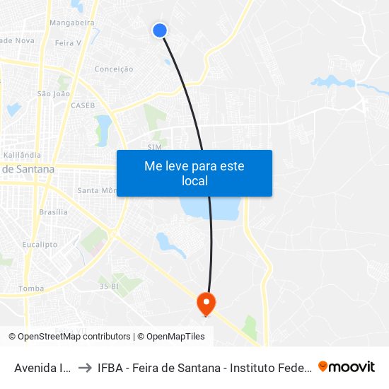 Avenida Iguatemi, 1585 to IFBA - Feira de Santana - Instituto Federal de Educação Ciencias e Tecnologia da Bahia map