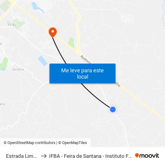 Estrada Limoeiro-Humildes, 2002 to IFBA - Feira de Santana - Instituto Federal de Educação Ciencias e Tecnologia da Bahia map