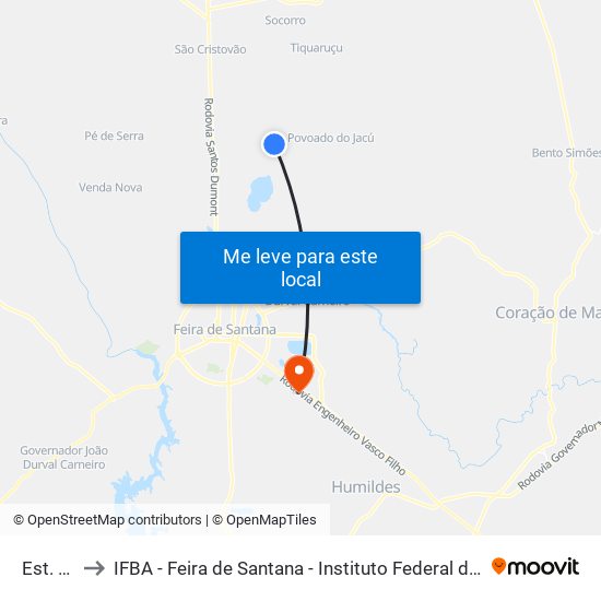 Est. Matinha to IFBA - Feira de Santana - Instituto Federal de Educação Ciencias e Tecnologia da Bahia map