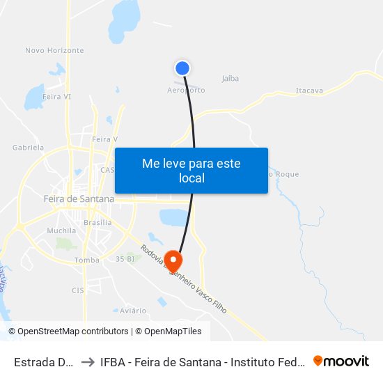 Estrada Do Rosário, 2873 to IFBA - Feira de Santana - Instituto Federal de Educação Ciencias e Tecnologia da Bahia map