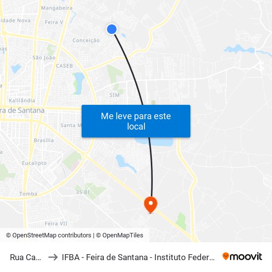 Rua Capão Azul, 20 to IFBA - Feira de Santana - Instituto Federal de Educação Ciencias e Tecnologia da Bahia map