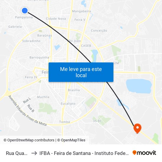 Rua Quatorze Bis, 330 to IFBA - Feira de Santana - Instituto Federal de Educação Ciencias e Tecnologia da Bahia map