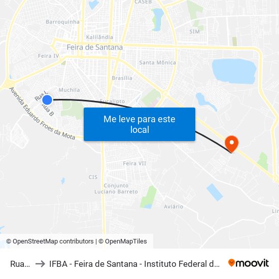 Rua A, 116 to IFBA - Feira de Santana - Instituto Federal de Educação Ciencias e Tecnologia da Bahia map