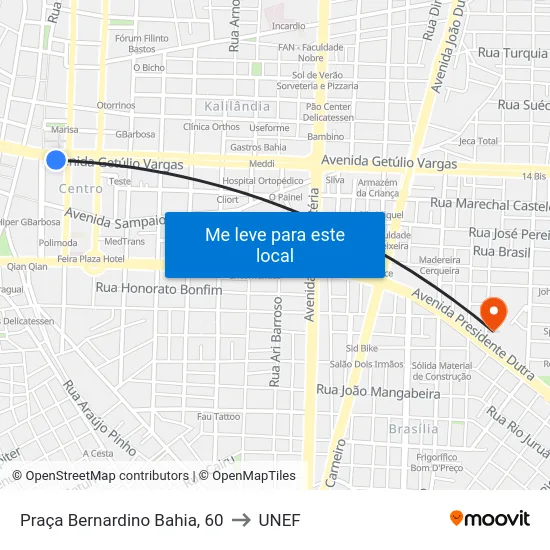 Praça Bernardino Bahia, 60 to UNEF map