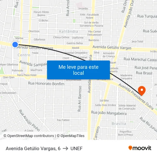 Avenida Getúlio Vargas, 6 to UNEF map