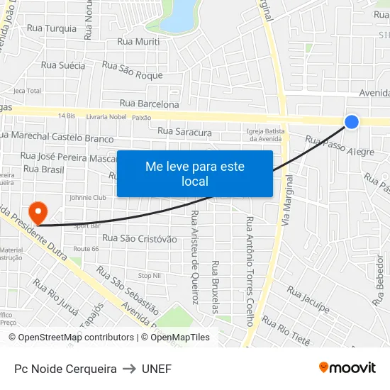 Pc Noide Cerqueira to UNEF map