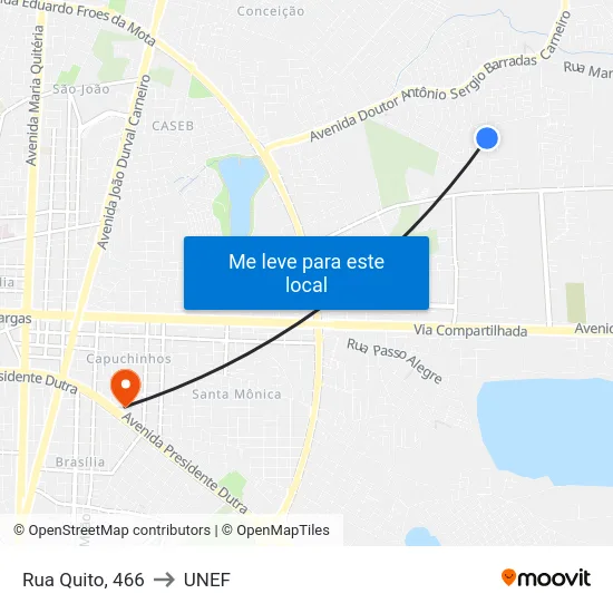 Rua Quito, 466 to UNEF map
