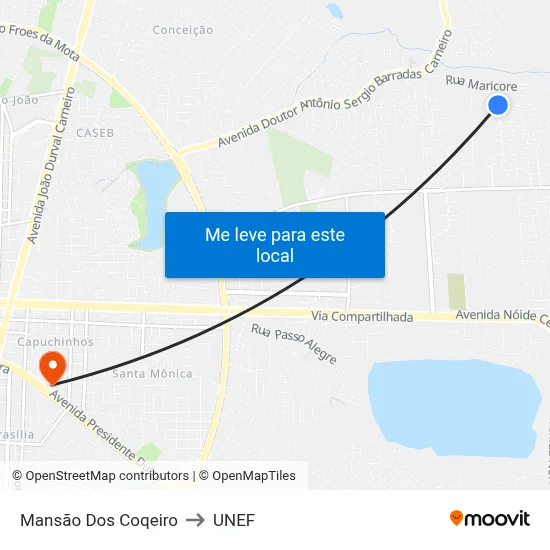 Mansão Dos Coqeiro to UNEF map