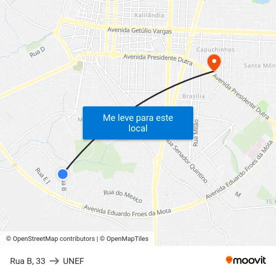 Rua B, 33 to UNEF map