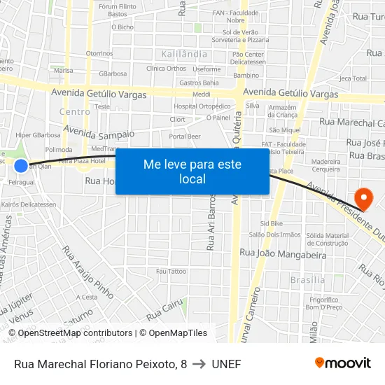 Rua Marechal Floriano Peixoto, 8 to UNEF map