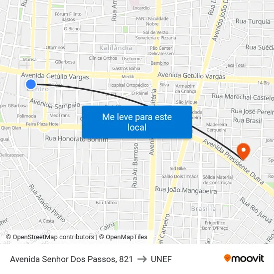 Avenida Senhor Dos Passos, 821 to UNEF map