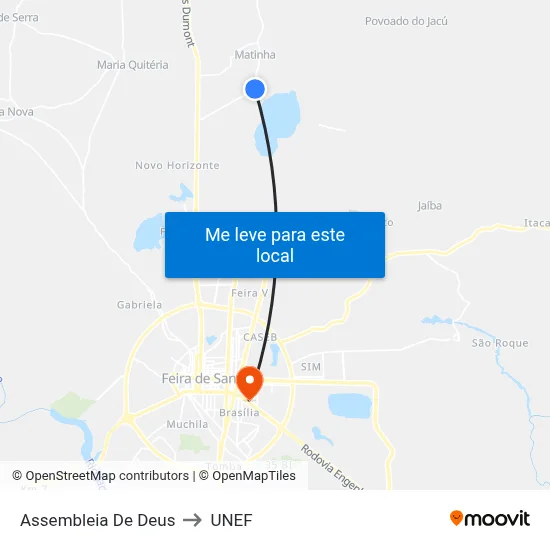 Assembleia De Deus to UNEF map