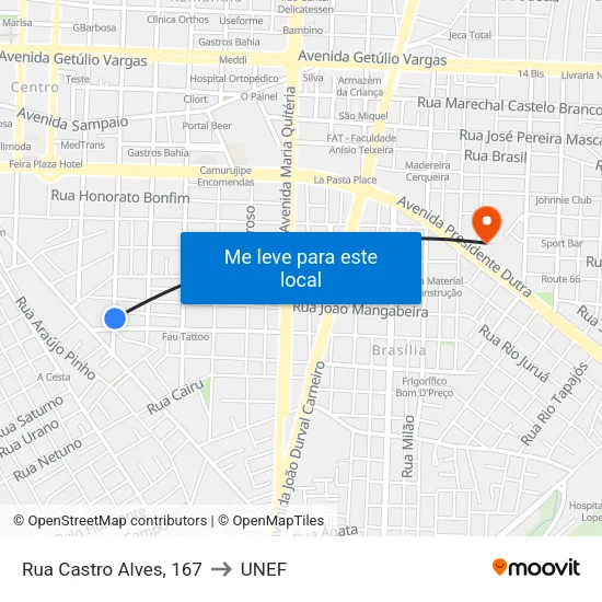 Rua Castro Alves, 167 to UNEF map