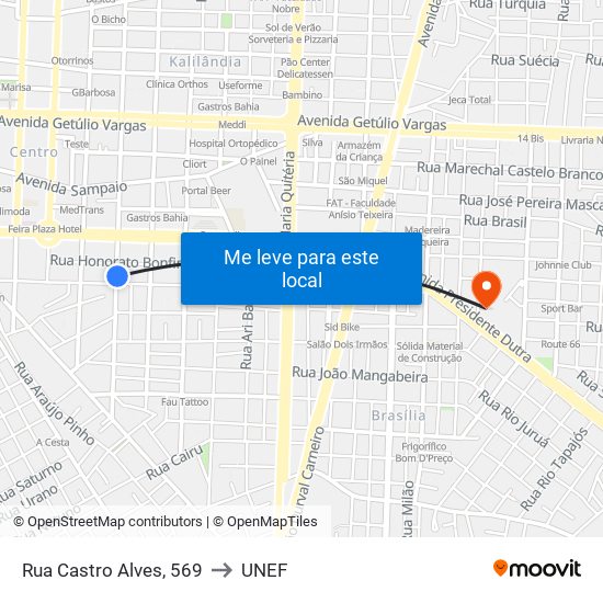 Rua Castro Alves, 569 to UNEF map