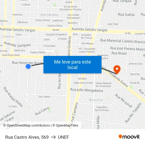 Rua Castro Alves, 569 to UNEF map