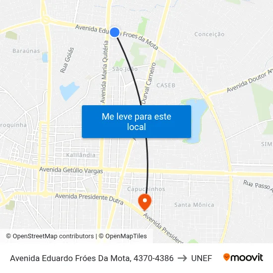 Avenida Eduardo Fróes Da Mota, 4370-4386 to UNEF map
