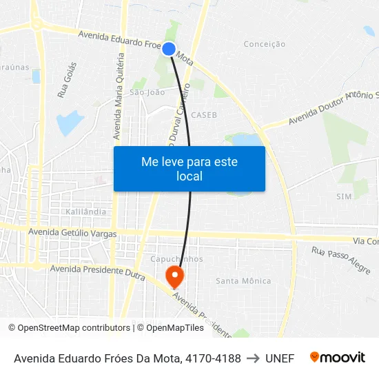 Avenida Eduardo Fróes Da Mota, 4170-4188 to UNEF map