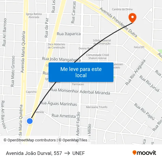 Avenida João Durval, 557 to UNEF map