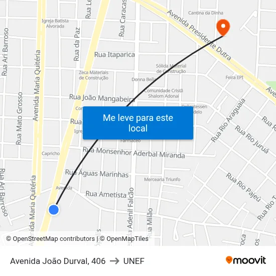 Avenida João Durval, 406 to UNEF map