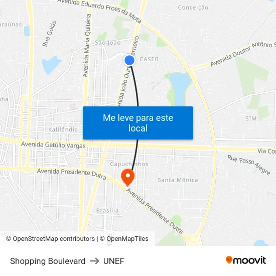 Shopping Boulevard to UNEF map