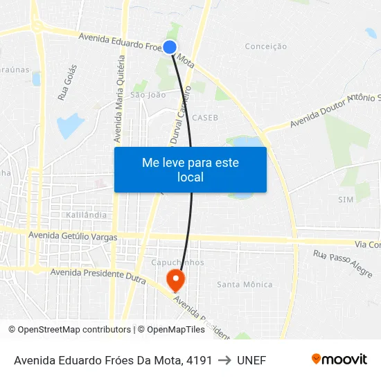 Avenida Eduardo Fróes Da Mota, 4191 to UNEF map