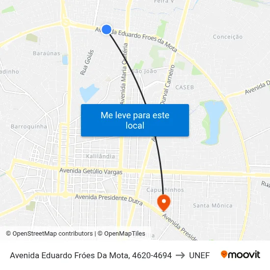 Avenida Eduardo Fróes Da Mota, 4620-4694 to UNEF map