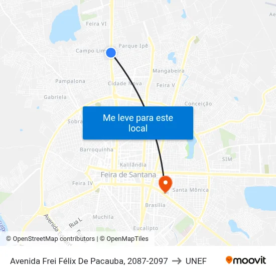 Avenida Frei Félix De Pacauba, 2087-2097 to UNEF map