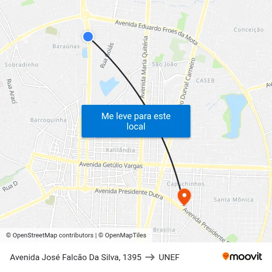 Avenida José Falcão Da Silva, 1395 to UNEF map